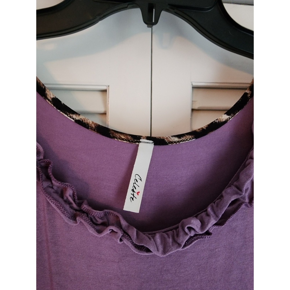 Celeste 3XL Lavender Ruffle Trim Tiered Midi Dress Modest Boho Cottagecore Knit - Picture 6 of 8